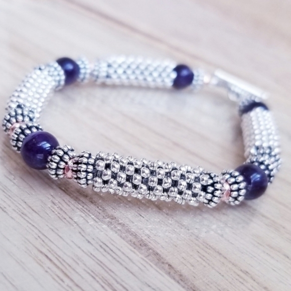 Rose Gold & Amethyst Toggle Bracelet - Picture 5 of 7